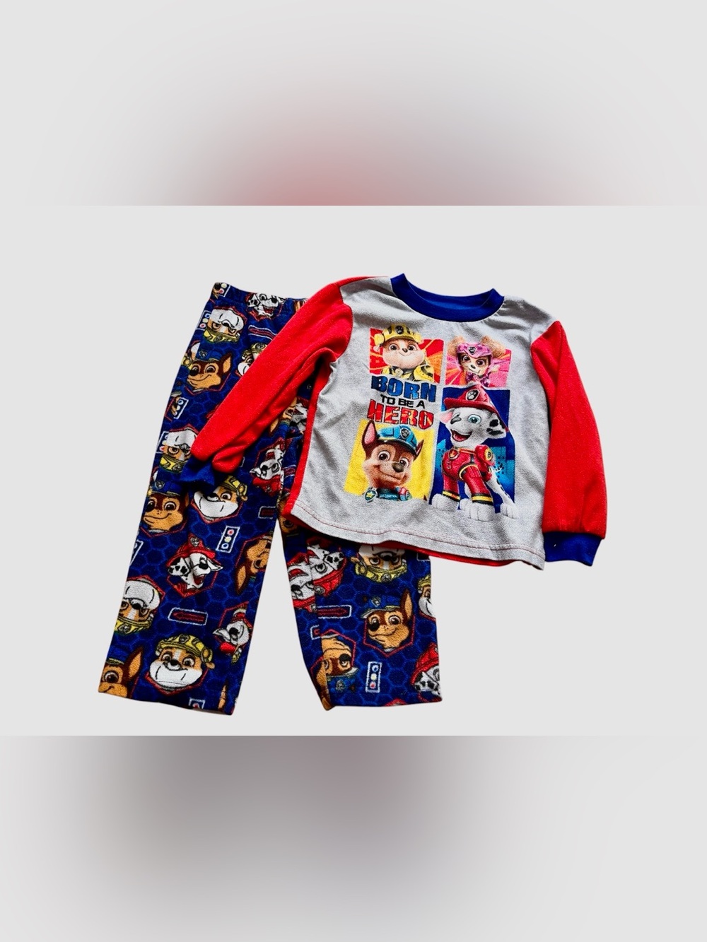 Paw Patrol Kids Red & Blue Character Pajama Set Fleece Size 4T